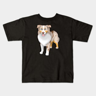 Red Merle Miniature American Shepherd Dog Blue Eyes Kids T-Shirt